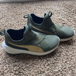 Green and Gold  Puma shoes